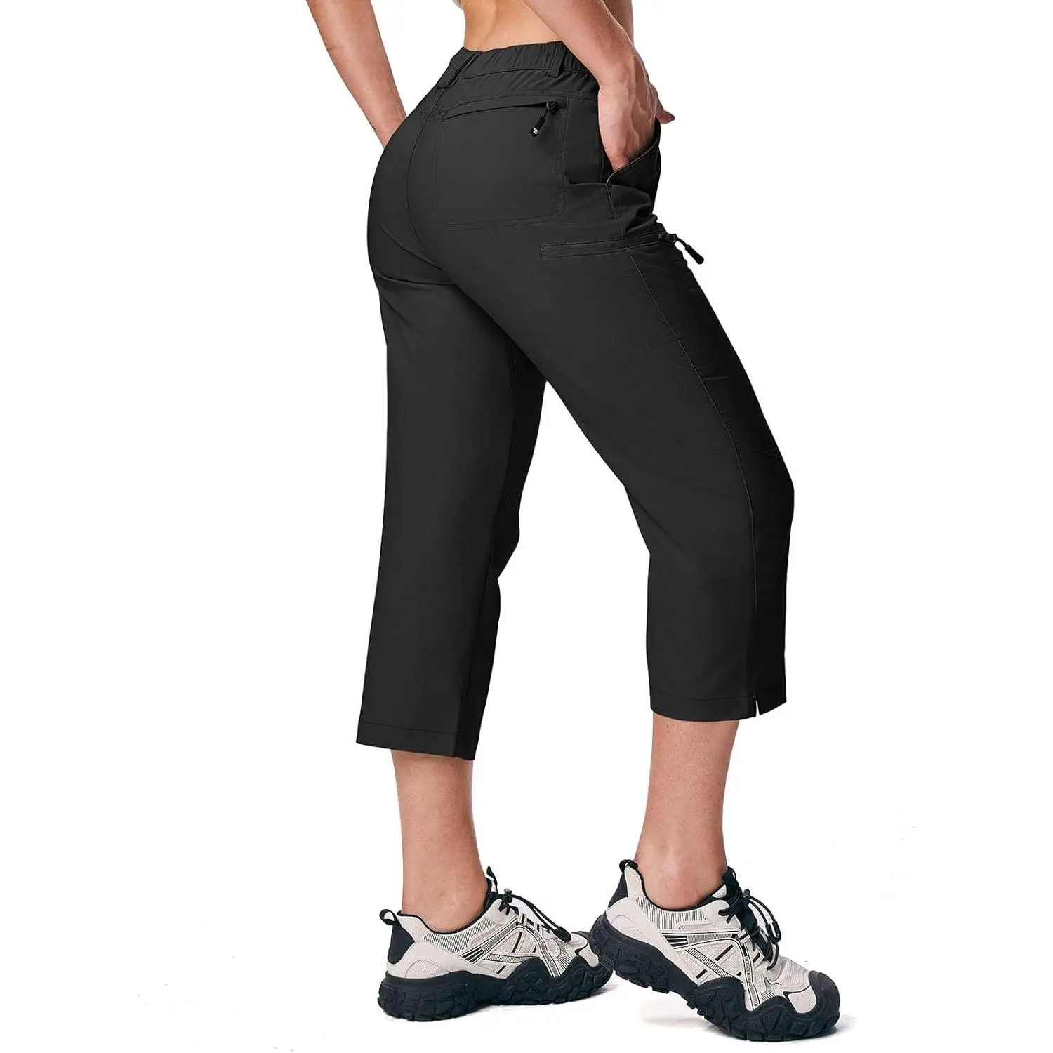 Women's Cargo Capri Pants, Lightweight Quick-Dry Stretch Fabric with Zip Pockets, UPF 50+ for Hiking, Camping, or Summer Holiday, Zip Fly, Capri Cut
