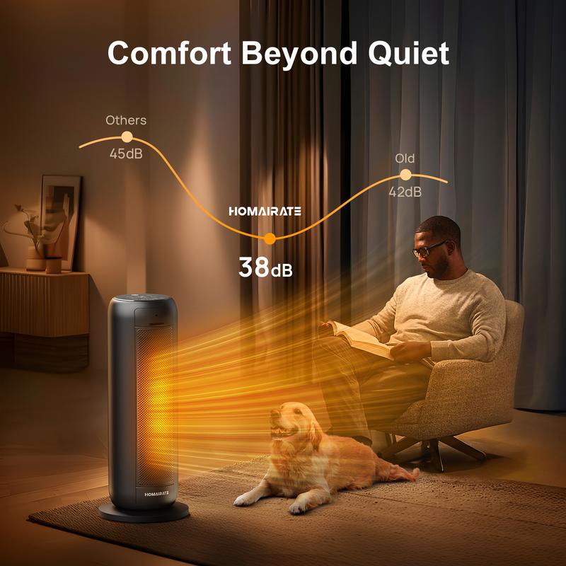 jocoevol Space Heaters for Indoor Use, 1500W Fast Heating Portable Heaters with Remote, Large PTC Ceramic Electric for Bedroom