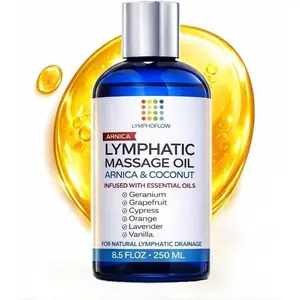 Lymphatic Drainage Massage Oil for Massage Therapy, Arnica & Coconut Oil for Post Surgery Recovery, Fits Lymphatic Drainage Massager, Liposuction, 360 Lipo, BBL, Tummy Tuck, Moisturizing - 8.5 Oz