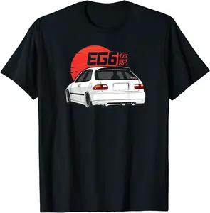 White Hatch Civic EG6 - Classic JDM T-Shirt - Alizejaqua Shop 63B0D42BQVRT