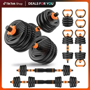 Adjustable Dumbbell Set, 33/44/70/90lbs Multi-forms as Barbell, Kettlebell, Push up Stands and Weight Plates, 5 in1 Versatile Dumbbell Set for Full-body Exercises for Home Gym
