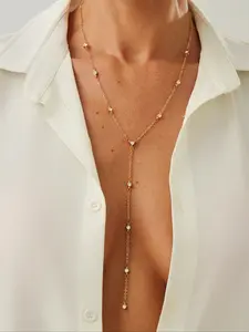 Women's Y-Shape Rhinestone Necklace, Elegant Rhinestone Necklace, Fashionable Simple Design Jewelry Accessory, Perfect Gift for Daily Wear & Special Occasions