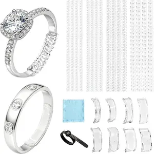 26 PCS Ring Sizers for Loose Rings, Eiito Ring Size Adjuster Spacers or Tightener, Invisible Guards, 6 Sizes Fitter, Resizer Fit Almost Any Rings, Reduces Size by 0.5-1.5