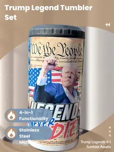 Trump Legends/DOGE 4:1 Tumbler - TRUMP Design - 16 oz Customizable Drinkware with Lid & Straw