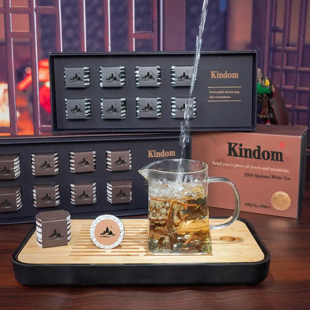 Kingdom Jiangshan 400g(5g×80pcs) High Quality White Tea Set 2016 With Old White Tea And Tangerine White Tea 400g(5g×80pcs)