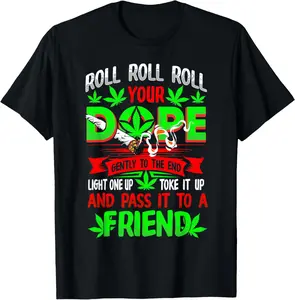 Funny Weed Pot Lover Roll Joint Friend Smoking Marijuana Short Sleeve T-Shirt