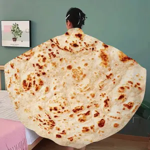Mexican Burrito Blanket, Round Fleece Throw Blanket, Soft, Cozy and Comfortable Gift for Birthdays and Special Occasions