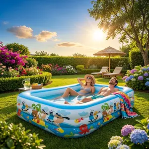 3mD9145507730Portable inflatable swimming pool for home and outdoor use, upgraded with thickened PVC material, extra-large summer water park, suitable for home, backyard, and balcony.