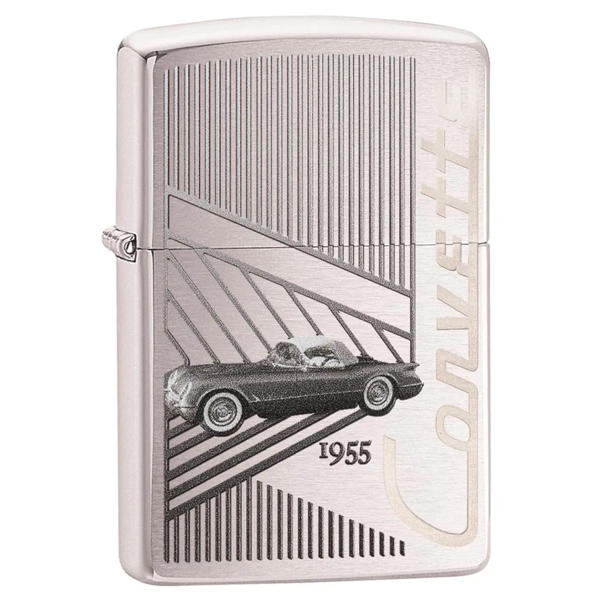 212 MAIN Brushed Chrome Finish Lighter - Lighters Novelty, Classic Cars Themed Accessory with 2019 Corvette and 1955 Designs, Accessories, Vehicle Accessories