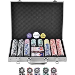 VEVOR Poker Set, 500-Piece Complete Poker Playing Game Set for Texas Hold'em, Blackjack, Gambling, Poker Chip Set with Aluminum Carrying Case, 11.5 Gram Casino Chips, Cards, Buttons and Dices