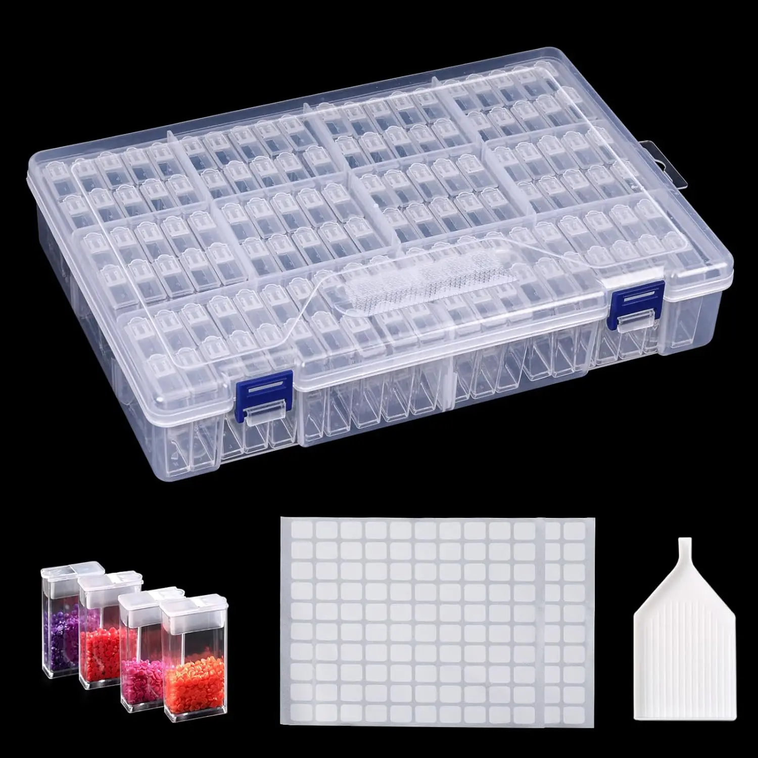 120 Slots  Painting Storage Container, 5D  Accessories Embroidery Box Tools Kit for Beads, Seed, Art Craft with Funnel and Labels