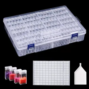 120 Slots  Painting Storage Container, 5D  Accessories Embroidery Box Tools Kit for Beads, Seed, Art Craft with Funnel and Labels