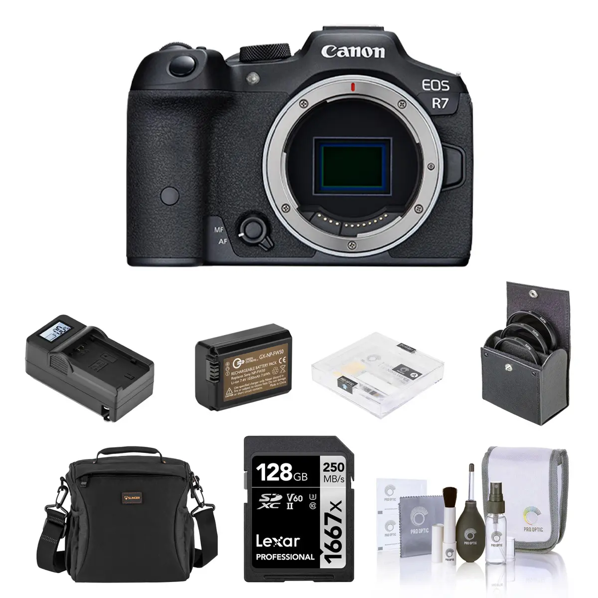Canon EOS R7 Mirrorless Camera 32.5MP APS-C 4K IBIS 15FPS for Wildlife, Sports, Vlogging; High-Speed Digital Camera with Dual Pixel AF, 7-Stop Stabilization, RF/EF Lens Support & Lexar 128GB UHS-II SD Card