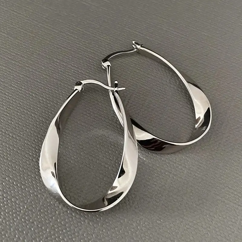 Sterling Silver Mobius Twist Hoop Earrings – Lightweight, Hypoallergenic Spiral Design for Women Cute
