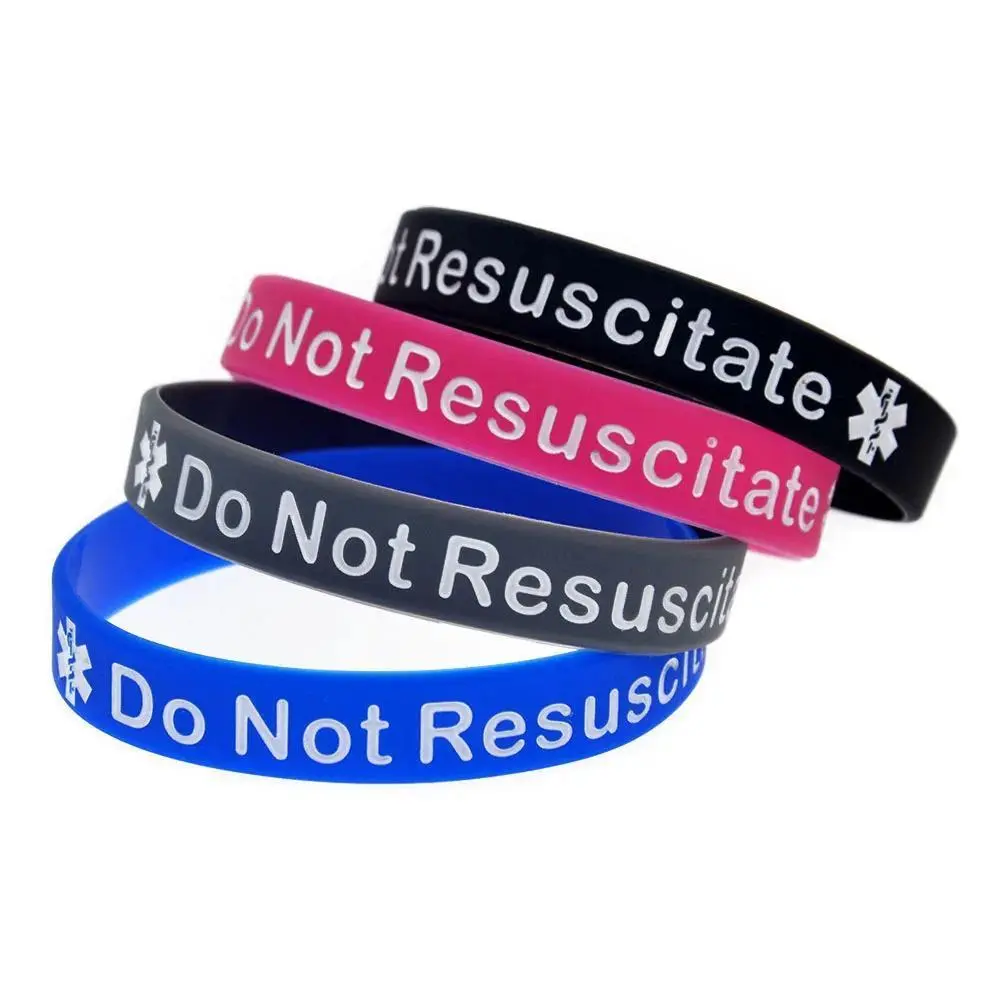 Unisex Adjustable Silicone Do Not Resuscitate Bracelet - Fashion Emergency Jewelry, Versatile Sports Accessory,  Permanent Eternal Resilient Design with Heart Rate Feature Set