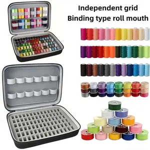 Eva Hard Tool Box, Thread Spool Storage Case with 84 Grids, Multi Grids Organizer, Compatible with Brother Janome Babylock Singer, Sewing Kit Organizer