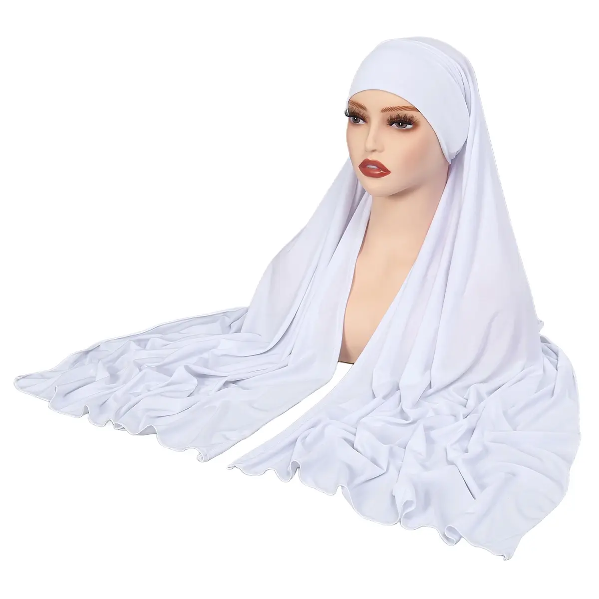 Crystal Hemp Women's Hijab - Solid Color Soft Elastic Turban Headscarf for Muslim Ladies, Middle Eastern Style Head Wrap Does not apply