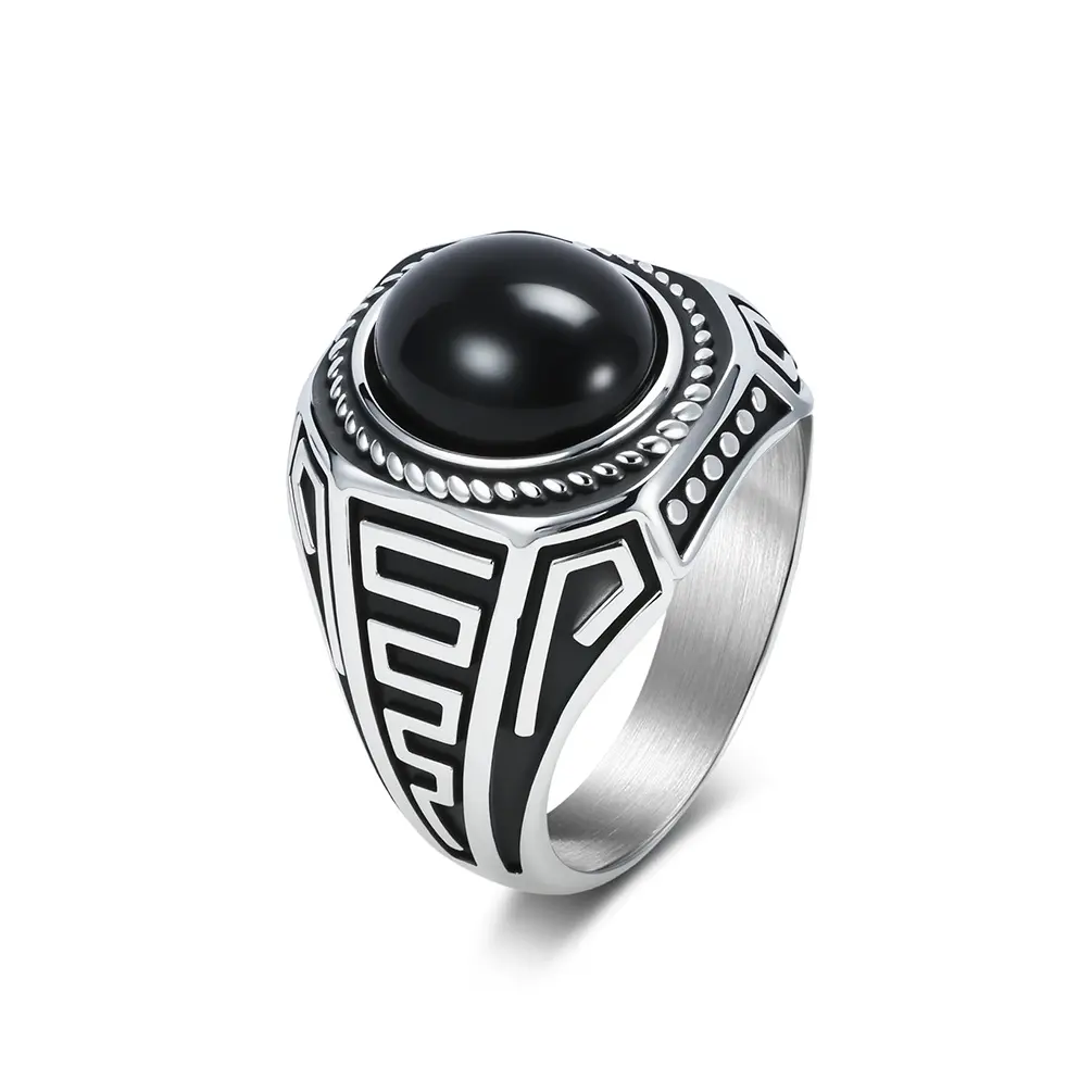 Men's Vintage Blacked-Out Stainless Steel Ring - Funky Artistic High-End Men's Jewelry, Fashionable Matching Gift, Stainless Steel Jewelry