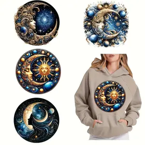 Celestial Moon & Sun Pattern Vinyl Transfer Sticker, 6 Counts/set Mixed Color Intricate Celestial Designs for DIY Crafts and Sewing Projects, Diary Sticker, Decorative Stickers, Adhesive Vinyl Decal, DIY Art Stickers