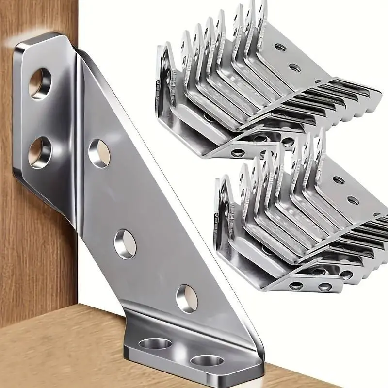 10PCS Stainless Steel Corner Brace, 90° Right Angle Support Bracket for Cabinets & Furniture, Industrial Hardware Accessories & Dealsforyoudays