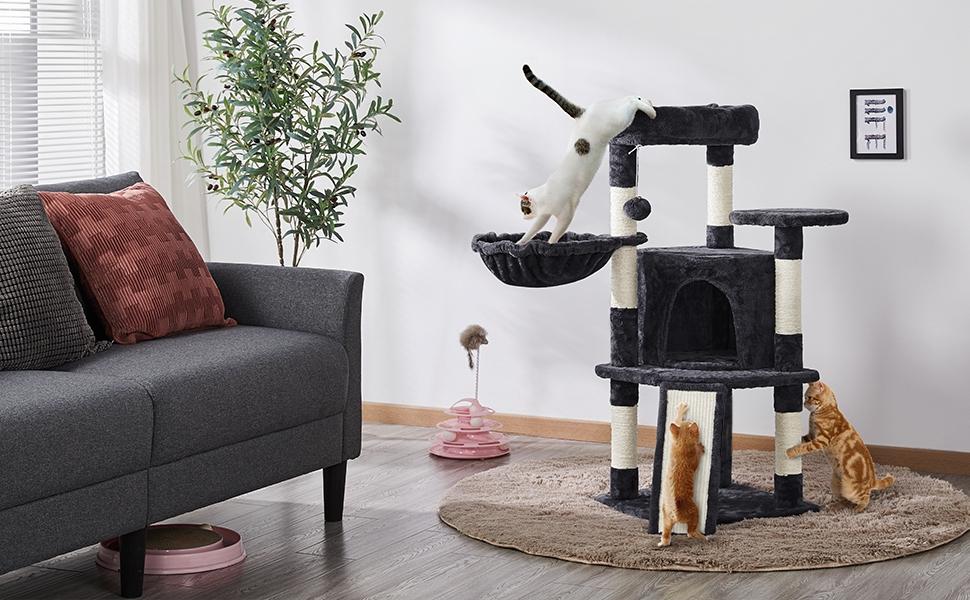 Yaheetech 42in Cat Tree with Scratching Posts and Condo, Plush Cat Tower with Perch Platform for Indoor Small Medium Cats