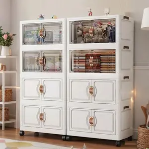 Multi-Layer Storage Cabinet for Home Use, Foldable Snack Organizer, Baby Clothing Toy Box, Wall-Mounted Living Room Display Shelf