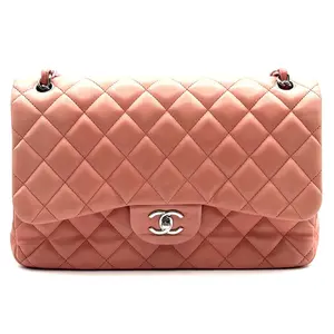 Pre-owned CHANEL Leather Shoulder Bags Classic Jumbo Double Flap Bag Pink Lambskin SHW