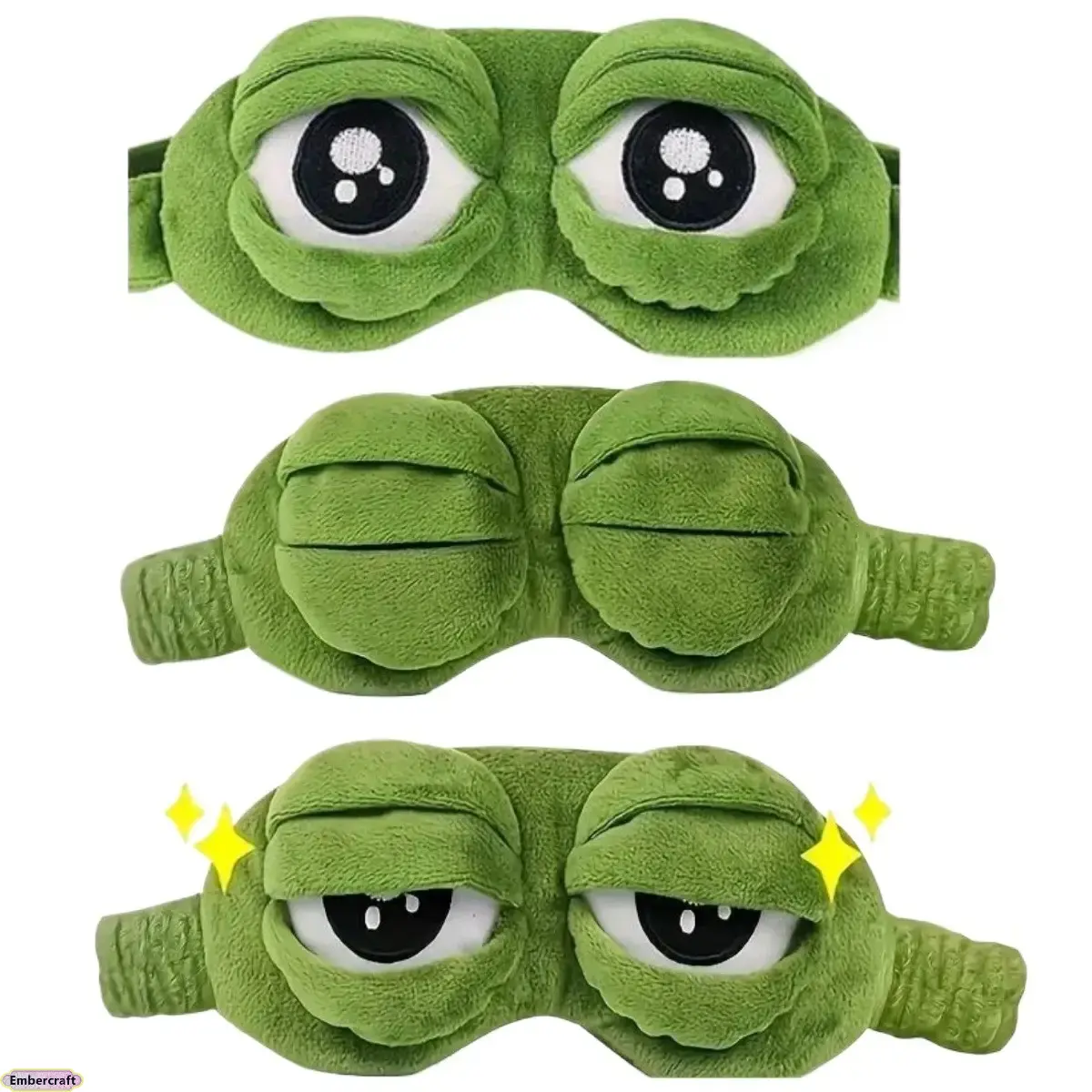 3D Frog Eye Mask - Funny Ultra-Soft Plush Cotton Fashion Accessory, 100% Blackout Contoured Sleeping Mask with Adjustable Strap, Hypoallergenic Napping Aid, Cute Novelty Travel Gag Gift for Adults, Sleeping Masks Green