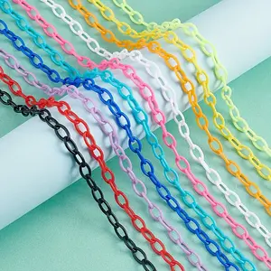 40pcs Acrylic Cable Chains - 18.5in Oval Horse Eye Links, 10 Vibrant Colors, Durable Plastic Jewelry Making Supplies for Necklaces, DIY Crafts, 18.5 Inches