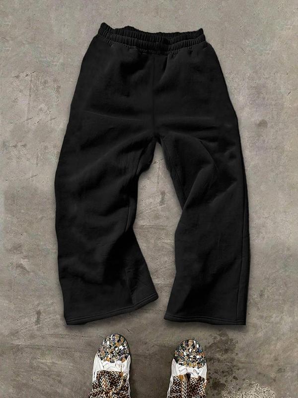 Men's Y2K Street Style Loose-Fit Straight Leg Sweatpants, Athleisure Style Bottoms, with Stripes & the Star Print, Casual Drawstring Waist Pants