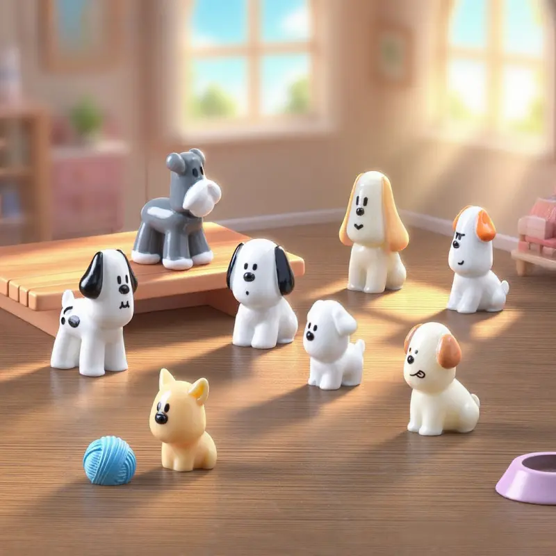 8-piece Set New Micro Landscape Creative Cute Puppy Figurines Dollhouse DIY Decoration Accessories Desktop Small Ornaments