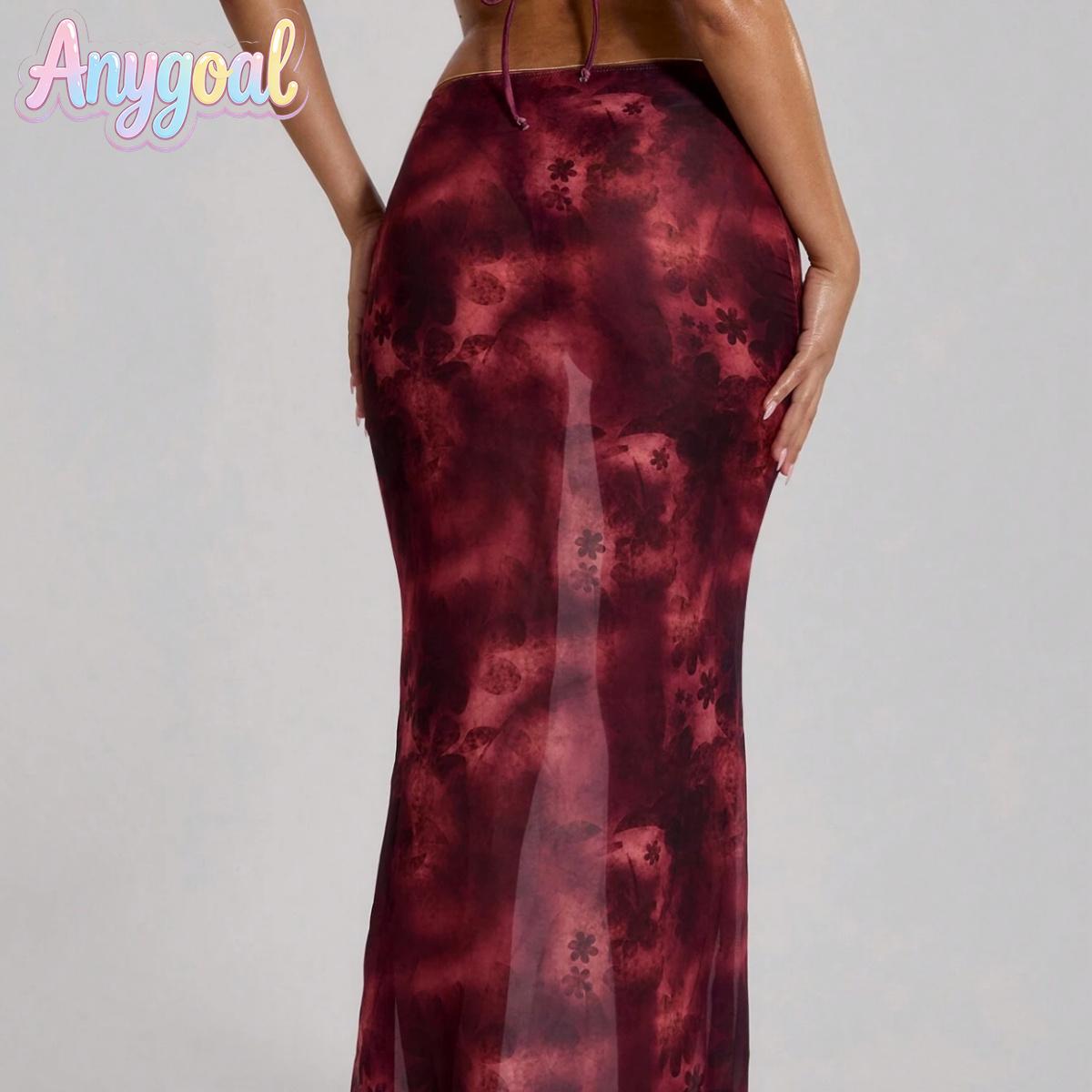 ANYGOAL  Women's Sheer Mesh High Cover-Up Skirt - Twist Waist, Breathable,Women's Ruched Mesh  Sarong Skirt Stylish Design for Summer B swimsuit cover up  affordable swimsuits