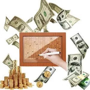 1 Piece Wooden Money Box, Comes with a Planner Pen, Piggy Bank - $10,000 Cash Savings Challenge Storage Box, Reusable Household Book Bank, Gift for Friends, Wooden Money Box
