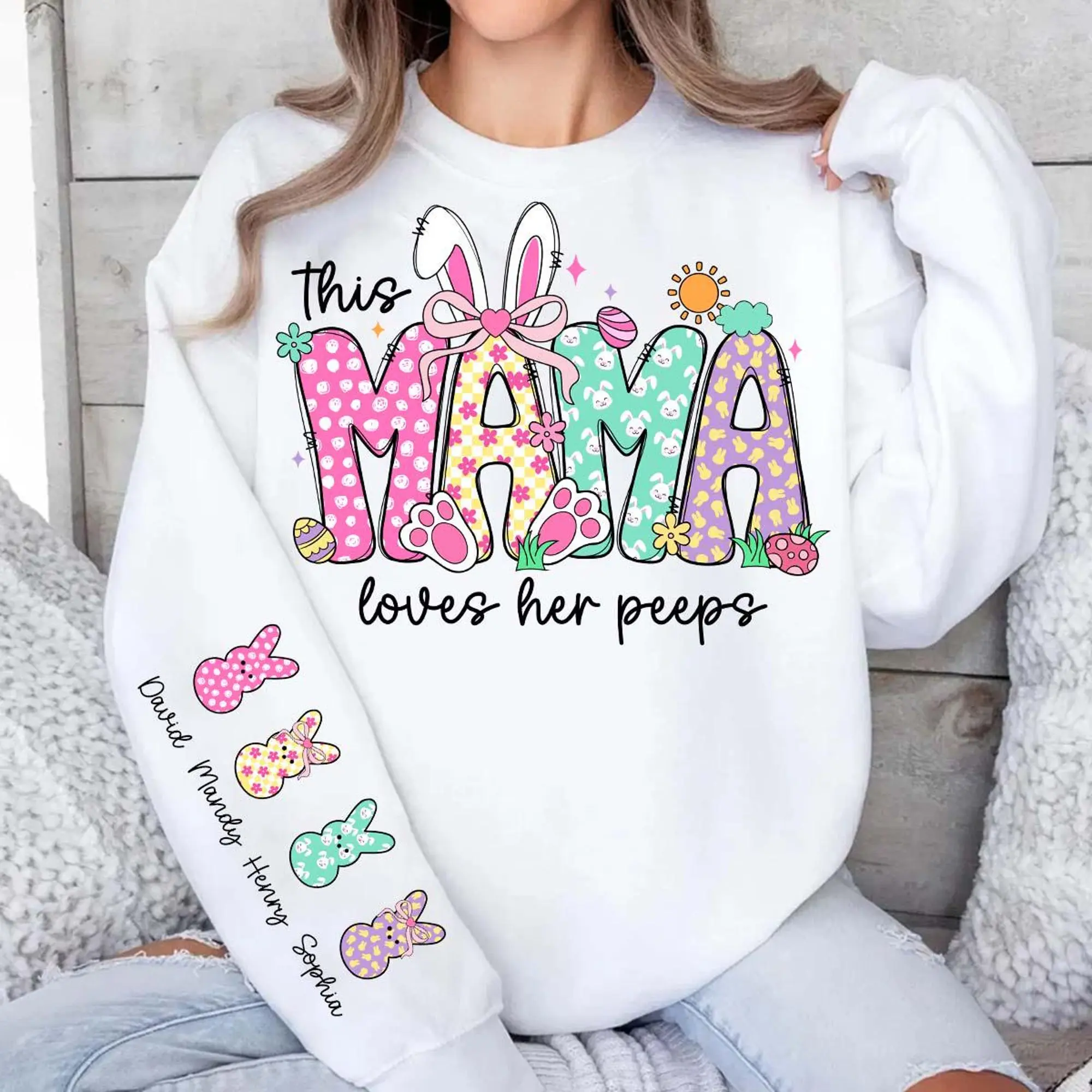 Coquette Easter Mama Shirt, This Mama Loves Her Peeps Shirt, Easter Name Shirt, Easter Day, Easter Bunny Shirt, Grandma Shirt Shirt