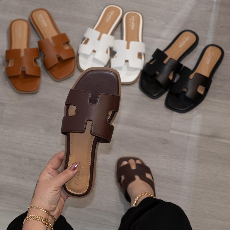 Aeris - Wide Fit Women's Casual Square Toe Slippers with Cushioned Footbed Synthetic Material Lightweight Comfortable Everyday Wear