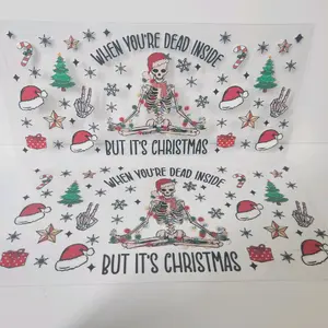 16oz UV DTF When Your Dead Inside Cup Wrap - Ready to Ship - Bottle, Drinkware