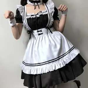 BlackWhiteLolitaMaidCostumeCosplayCostumesCuteDressSexyFrenchApronUniformCafeMaidPartySkirtWomen'sClothingWomenswearCollar