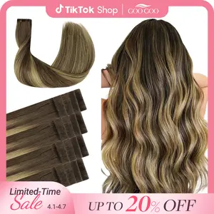 GOO GOO Invisi Edge Tape in Hair Extensions Straight Natural Remy Human Hair, 14inch-24inch 20pcs 50g, Seamless Injected Tape, Virgin Remy Hair, Natural Look