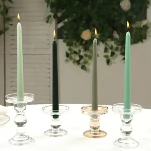 12-Pack Taper Candles 10" Premium Wax Design Mixed Sage Green - Unscented Candles for Sophisticated Decor