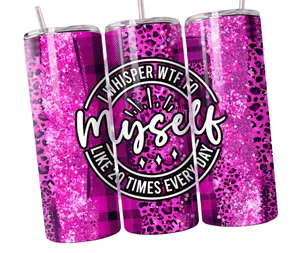 I Say WTF To Myself 20oz Skinny Tumbler with Slide Lid and Plastic Straw, Insulated for Hot or Cold Beverages, Portable and Reusable Drinkware