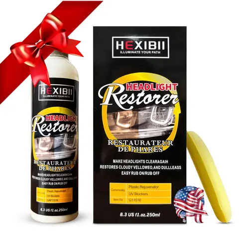 HEXIBII DIY Car Headlight Repair Tool Kit - Car Plastic Polish, Rejuvenator, 3-5 Min Polish, Thin Coat, Easy Application, All-Weather Protector, Cost-Effective Automotive Care Solution