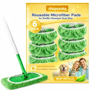 CHISPORATE Microfiber Mop Cloth Covers Replacement Pads with Elastic Band for Flat Spray Mops （fit 9''-11''） Coral Fleece Ultra Soft Water Absorption Cleaning Cloths for Home Office Kitchen Bathroom Floor