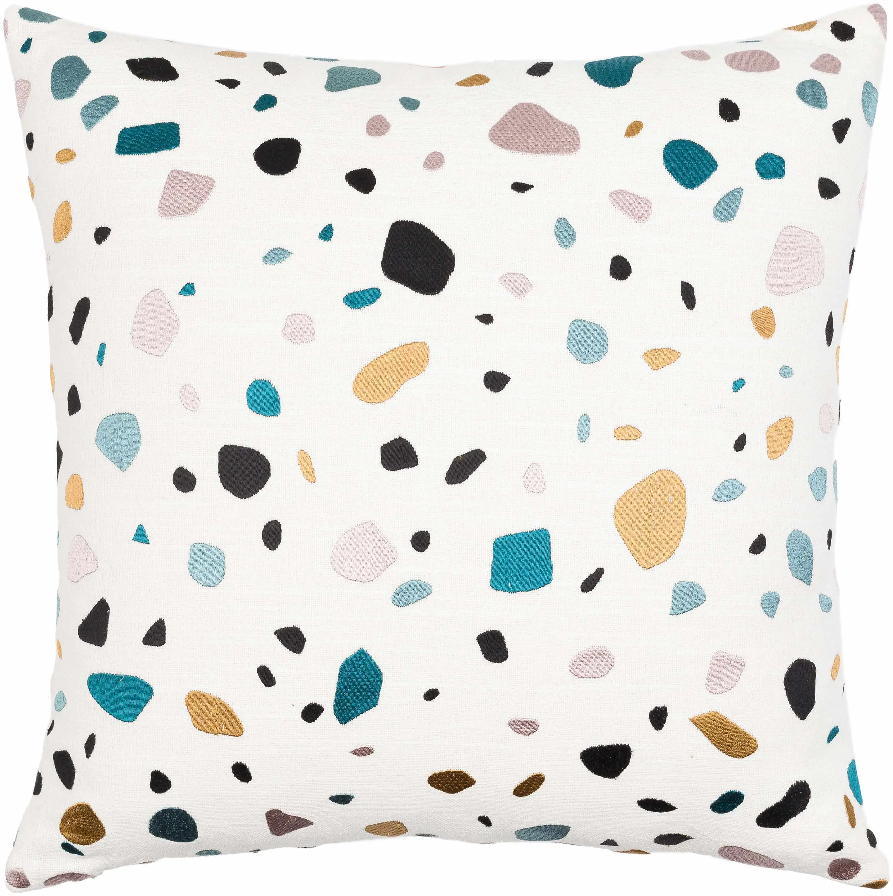 Basista White Terrazzo Pattern Accent Pillow - Modern Room Decor, Living Room Accessory, Colorful Spots Design, Textured Fabric - Clearance, Fabric Texture