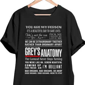 Grey's Anatomy T-Shirt Quotes Tee, My Person Shirt, Save Lives Tee