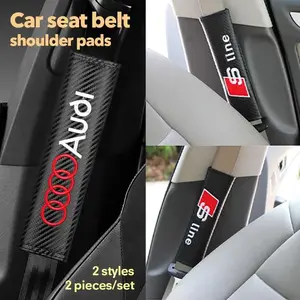 Car Seat Belt Cover Car Safety Belt Cushion Driver Shoulder Protector For Audi Sline A3 A4 B8 8P 8V B6 A5 A6 C7 Q5 B9 B7 C6 A1
