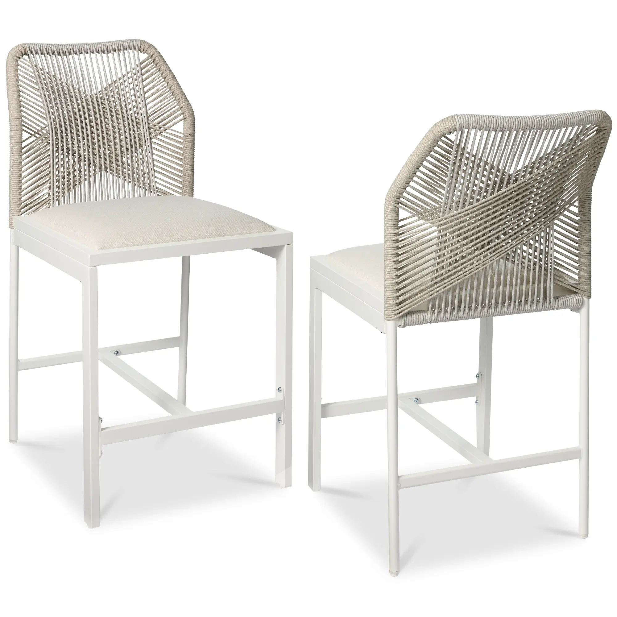 Best Choice Products Set of 2 Indoor Outdoor Counter Height Barstools w/ All-Weather Rope & Aluminum Best Choice Products Set of 2 Indoor Outdoor Counter Height Barstools w/ All-Weather Rope & Aluminum
