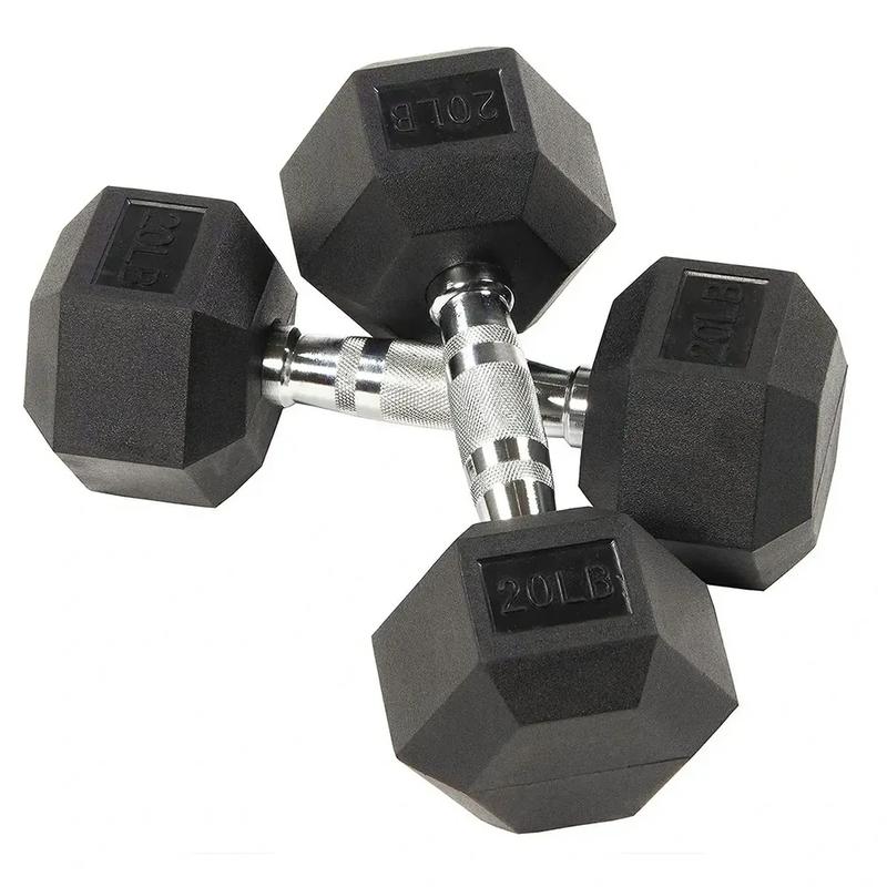 Ritkeep 10lb-45lb Six-sided Rubber Coated Hex Dumbbell rack Sets Weight Lifting Strength Training
