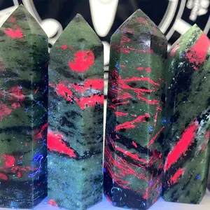 1count Natural ruby zoisite tower UV reaction good quality Home Ornament