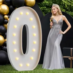 5FT Marquee Numbers 0, Large Light up Numbers for 10th 20th 30th 40th 50th 60th 70th Birthday Decorations, Giant Light up Sign 0 for Birthday, Anniversary Backdrop, Pre-Cut Foam Board Kit (DIY)