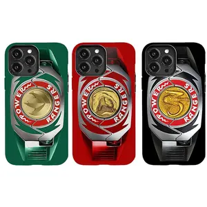 Retro Colorful Power Morpher Phone Case with Iconic All Rangers Dino Coin Design–iPhone Case Suitable for iPhone 17/16/15/14/13/12/11 Pro Max/Plus and  Samsung Galaxy S23FE/22/23/24/25